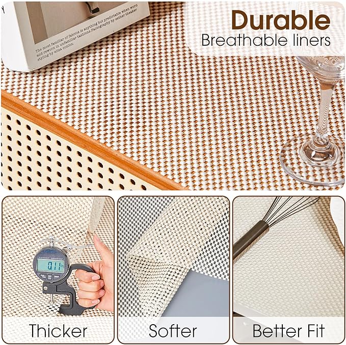 Shelf Liner for Kitchen Cabinet, Drawer Liners Non Slip Non Adhesive Thick Mat, Breathable Dresser Pantry Bathroom Protector, Cream, 12" x 360" - Image 6