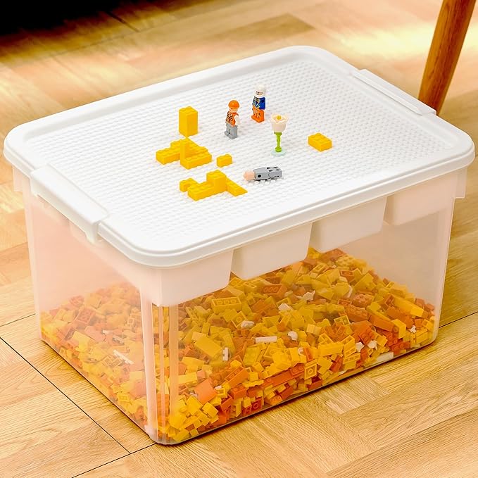 Citylife 32 QT Stackable Toy Storage with Building Baseplate Lid and Removable Tray Tool Box Organizer Storage Bins with Lids for Organizing Bead, Tool, Sewing by Unknown