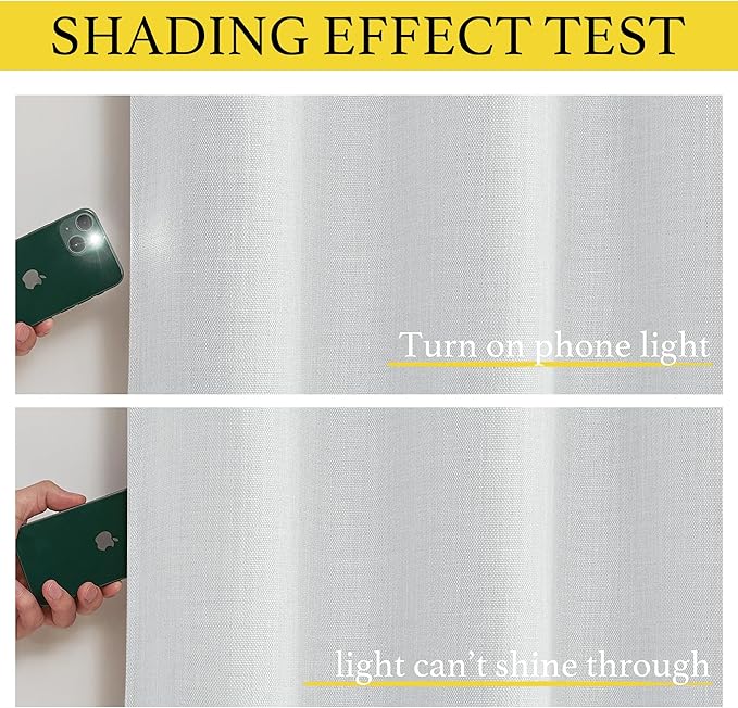 NICETOWN Faux Linen Curtain Valances for Kitchen Over Sink, Farmhouse Light Filtering Privacy Window Covering for Bathroom, Short Curtains for Cabinet, W52 x L24 inch, 2 Panels, Greyish White - Image 2