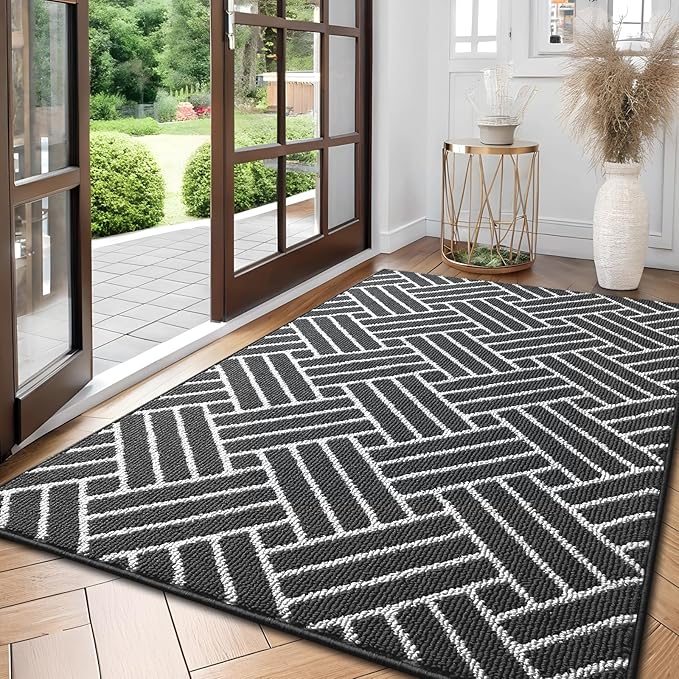 OLANLY Large Indoor Door Mat, 59x35 Inch, Dirt Resistant and Absorbent, Non-Slip Rubber Backing Floor Mats, Easy Clean Low-Profile Doormat for Entryway, Front Door, and Inside Entrance, Charcoal by OLANLY