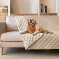 gogobunny 100% Double-Sided Waterproof Dog Bed Cover Pet Blanket Sofa Couch Furniture Protector for Puppy Large Dog Cat, Reversible (82x82 Inch (Pack of 1), Dark Beige/Light Beige) by gogobunny