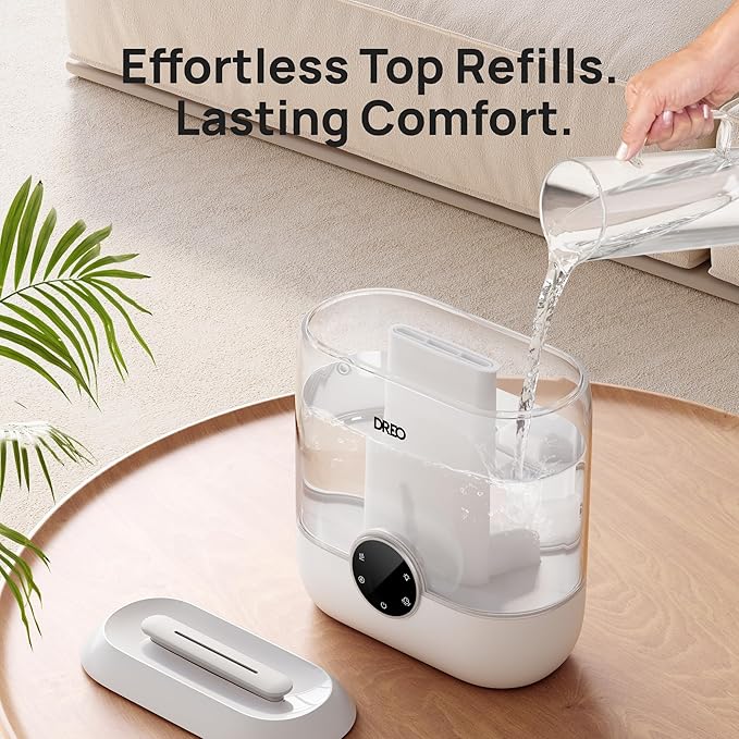 DREO 6L Top Fill Humidifiers for Bedroom, 60H Runtime 28 dB Quiet Supersized Cool Mist Air Humidifiers for Large Room, Baby Nursery, Plant, Indoor, Night Light, Easy to Clean, Precise Humidity Control - Image 3