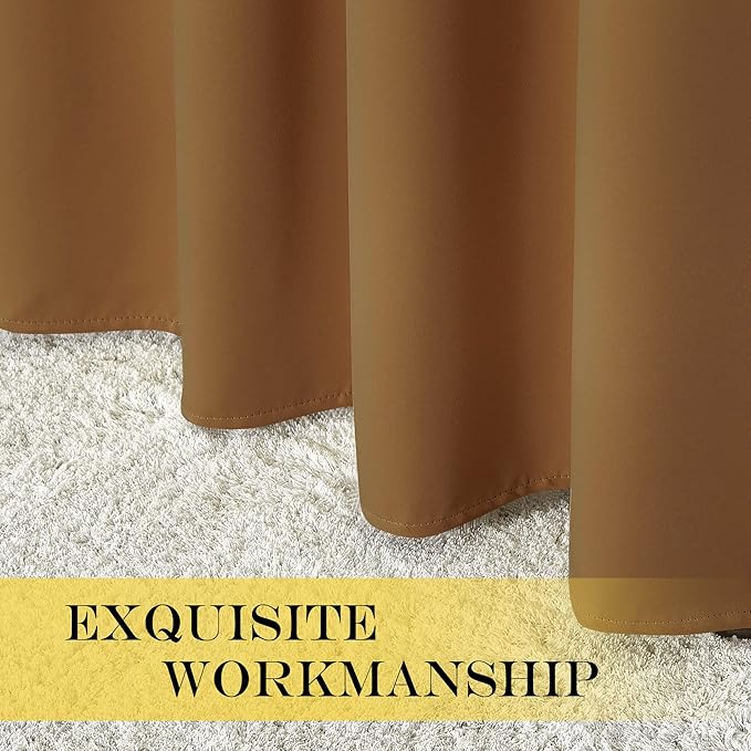 NICETOWN Gold Brown Blackout Curtains for Bedroom 72 Inches Long, Thermal Insulated Room Darkening Grommet Window Curtains for Living Room Nursery, 66 inch x 72 inche, 1 Panel - Image 5