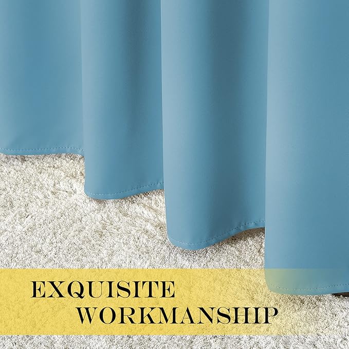 NICETOWN Insulated French Door Curtain - Extra Wide Room Darkening Noise Reducing Vertical Panel Drape for Cottage/Hall (Teal Blue, W100 x L95, 1 Panel - Image 6