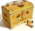 Retro Jewelry Box Arched Vintage Rectangular Metal Chest Necklace Ring Earrings Storage Case for Women Girls (Golden Starlight Yellow, XL Lock) by Unknown