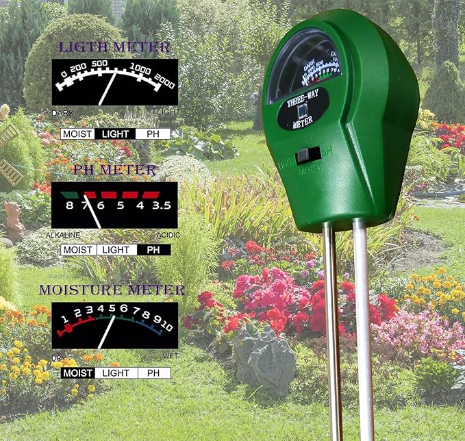 3-in-1 Soil Tester. Soil pH Meter + Moisture Meter +Light Tool for Garden Farm Lawn houseplants Indoor & Outdoor (No Battery Needed) Test Kit for Garde (3 in 1 New) - Image 3