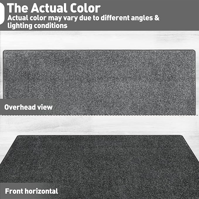 PURE ERA Carpet Stair Tread Landing Mat Tape Free Self Adhesive Non Slip Skid Resistant Indoor Doormat Area Rug Floor Mat for Kitchen Bathroom Workstations Washable 2' X 3' (Dark Gray) - Image 8