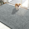 OLANLY Dog Door Mat for Muddy Paws 48x30, Absorbs Moisture and Dirt, Absorbent Non-Slip Washable Doormat, Quick Dry Chenille Mud Mat for Dogs, Entry Indoor Entryway Carpet for Inside Floor, Grey by OLANLY