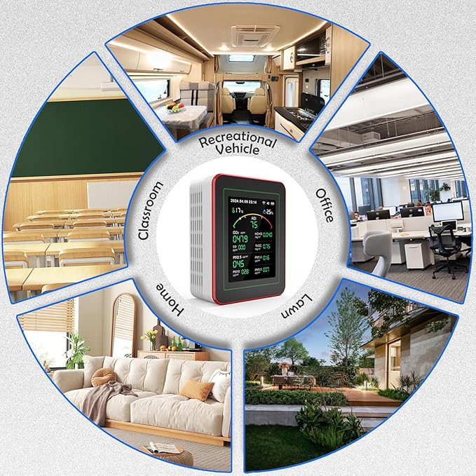 Professional 15-in-1 Air Quality Monitor with Smartphone APP - Dual Chip - Sensors Detect CO2, PM2.5/PM10, HCHO, TVOC | Real-Time Alerts & Custom Thresholds | for Home, Car, Office, Plants, Pets - Image 7