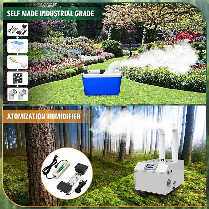 Ultrasonic Mist Maker Fogger 10 Head(8400ml/H),110V 350W Power Water Proof Ultrasonic Mister,Ultrasonic Fogger Humidifier with Float,for Vegetable Preservation,Landscape,Halloween Atmosphere - Image 3