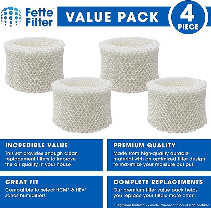 Fette Filter - Premium Humidifier Filters Compatible With Honeywell HAC-504, HAC-504AW & Filter A for Cool Mist Humidifiers (QTY 4) - Image 2