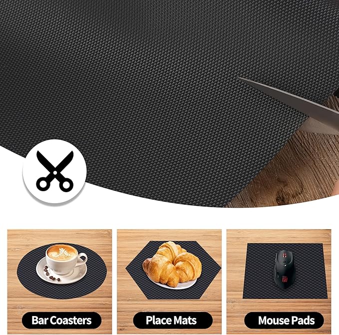 HooTown Shelf Liner Kitchen Cabinet Drawer Mats 23.6 Inch Wide x 78.7 inches Long, Non Slip EVA Plastic Water Resistant Pad for Bathroom Drawers,Shoe Shelves, Under Sink, Black - Image 3