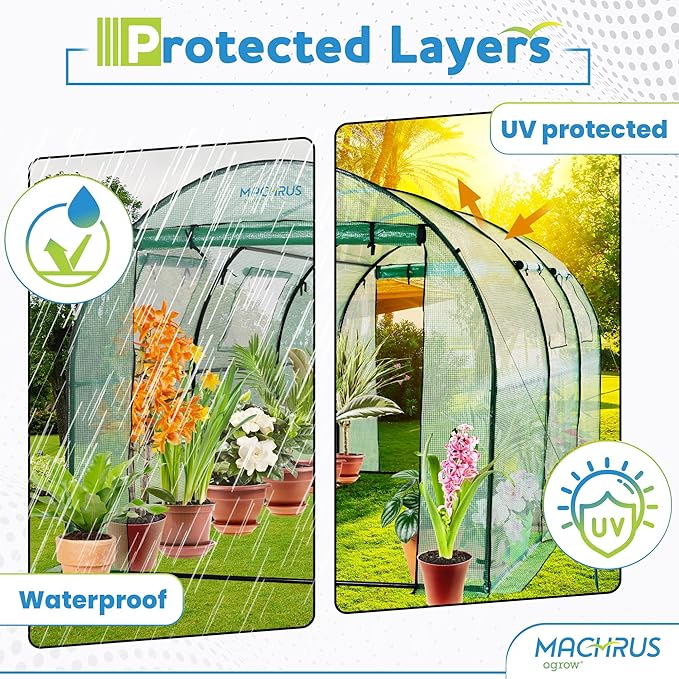 Ogrow® Deluxe Walk-in Tunnel Greenhouse with Cover - Green - Image 6