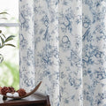 jinchan Linen Floral Curtains for Living Room 63 Inch Length Blue Printed Flower French Country Curtain Farmhouse Cottage Core Toile Curtains Back Tab Light Filtering Window Drapes Set 2 Panels by JINCHAN