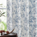 jinchan Linen Floral Curtains for Living Room 84 Inch Length Blue Printed Flower French Country Curtain Farmhouse Cottage Core Toile Curtains Back Tab Light Filtering Window Drapes Set 2 Panels by JINCHAN