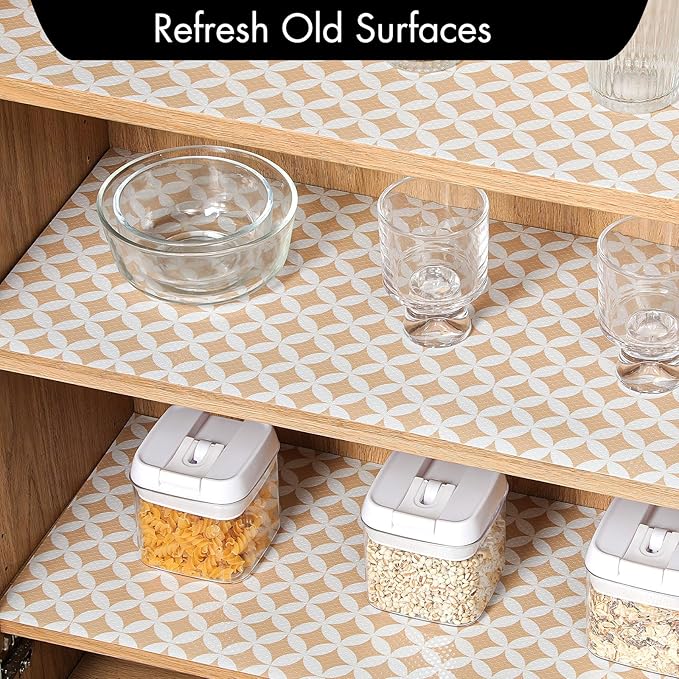 Cooyes Shelf Liner for Kitchen Cabinets – Non-Adhesive Waterproof EVA Liner for Drawers and Cabinets – Durable, Easy-to-Cut Shelf Paper with Modern Pattern - Image 3