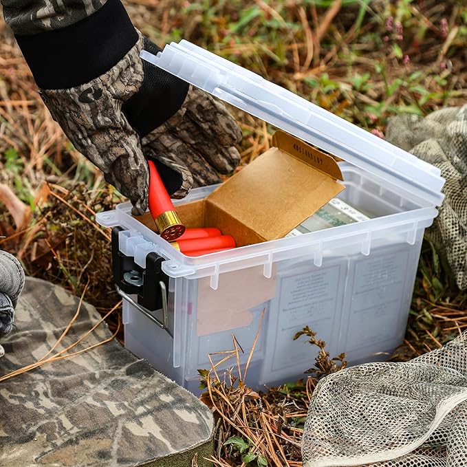 Sheffield 12793 2-Pack Ammo Storage Box, Stackable .30 Cal Field Boxes, Water and Dust Resistant, Lockable Storage Box with Handle, Secures Hunting Gear, Supplies, and Bullets, Made in USA, Frost - Image 8