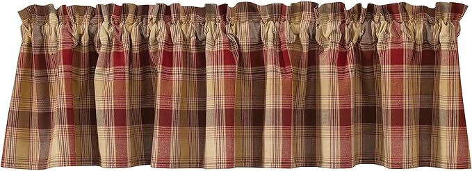 Park Designs Farmhouse Kitchen Valances for Windows - Red Heartside | Fall Decor Window Valance | Plaid Curtain Valances for Windows | 72" x 14" by ParkDesigns