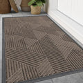 Smiry Front Door Mat Outside Entrance, Heavy Duty Sturdy Natural Rubber Doormat, Trap Dirt and Moisture, Easy Clean Low Profile Mats for Indoor Outdoor Entry, Irregular Triangle (47x32, Mixed Khaki) by Smiry
