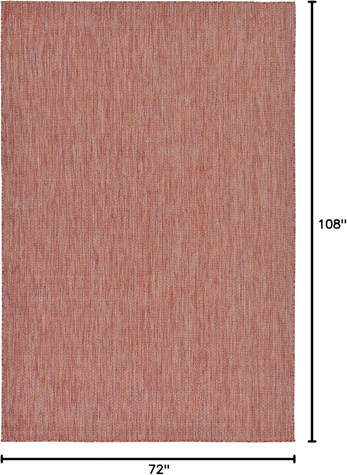 Unique Loom Collection Casual Transitional Solid Heathered Indoor/Outdoor Flatweave Area Rug (6' 1" x 9' Rectangle, Rust Red/Beige) - Image 2