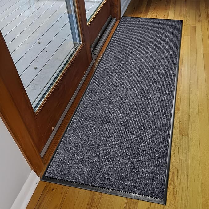 MaxMat® Heavy Duty Floor Mat - Large Commercial, Indoor/Outdoor, Waterproof, Low-Profile, Easy to Clean Doormat (2 x 6 Feet, Grey, MXM-RIB0026GY) - Image 9