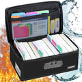 JUNDUN Fireproof Index Card Holder with Lock, Collapsible, Black, 4x6 Inch by JUNDUN