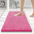 Smiry Luxury Chenille Bathroom Rugs 24x16, Extra Soft and Absorbent Shaggy Bath Mat, Machine Washable, Non-Slip Plush Carpet Runner for Tub, Shower, and Floor, Home Decor Accessories, Hot Pink by Smiry