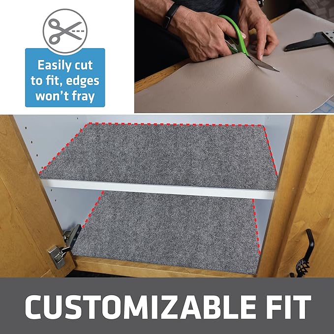 Drymate Premium Luxury Shelf & Drawer Liner, Thick Cushioned Fabric, Non-Adhesive, Absorbent, Waterproof, Slip-Resistant, Liners for Kitchen Cabinets (USA Made)(11”x36”)(2-Pack)(Light Grey Ridged) - Image 5
