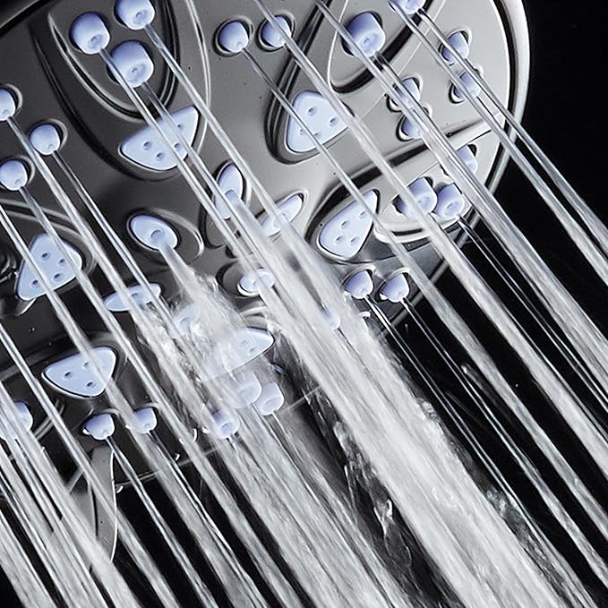 AquaDance Antimicrobial – Anti-Clog High-Pressure 6-Setting Shower Head with Microban Nozzle Protection from Growth of Mold, Mildew & Bacteria for Stronger Shower! 4" Sunset Blue - Image 8
