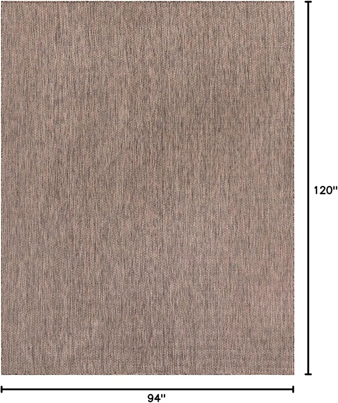 Unique Loom Outdoor Solid Collection Area Rug (7' 10" x 10' Rectangle Light Brown/Ivory) - Image 2