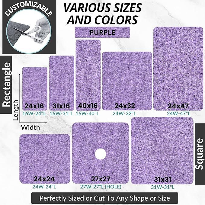 ENKOSI Loofah Non-Slip Shower and Bath Mat - Soft Cushioned Comfort - No Suction Cups for Smooth or Textured Tubs - Fast Draining - Safety for Bathroom, Family, Kids, and Elderly (24x16 Purple) - Image 6