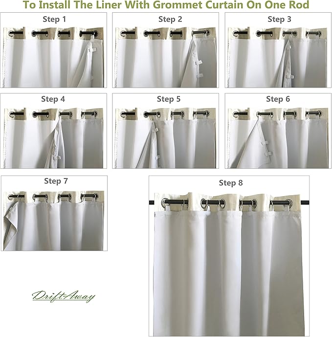 DriftAway Thermal Insulated Blackout Curtain Liner 2 Panels Each Liner Size 50 Inch by 80 Inch Rings Included - Image 6
