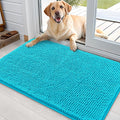 OLANLY Dog Door Mat for Muddy Paws 36x24, Absorbs Moisture and Dirt, Absorbent Non-Slip Washable Doormat, Quick Dry Chenille Mud Mat for Dogs, Entry Indoor Entryway Carpet for Inside Floor, Aqua Blue by OLANLY