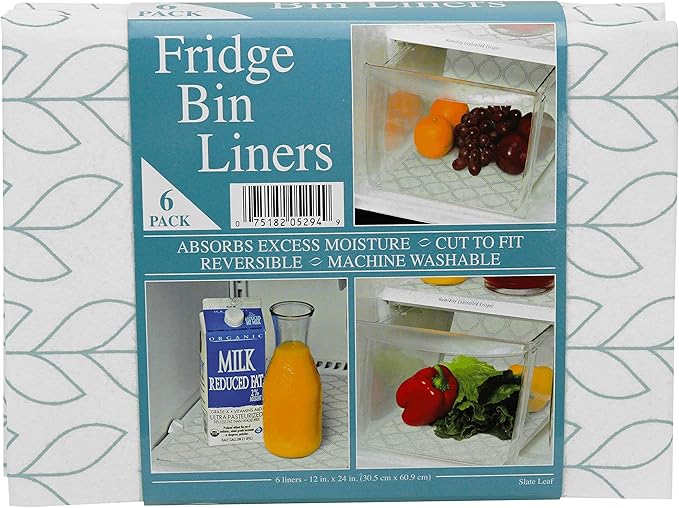 Refrigerator Liners, Shelf Liner, Absorbent Fridge Liners, 12 Inch x 24 Inch, Slate Leaf Print, 6 Pack by EnvisionHome