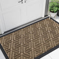 Smiry Front Door Mat Outside Entrance, Heavy Duty Sturdy Natural Rubber Doormat, Trap Dirt and Moisture, Easy Clean Low Profile Mats for Indoor Outdoor Entry, Grid Geometric (47x23, Brown) by Smiry