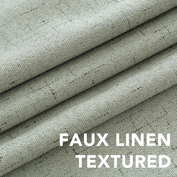 H.VERSAILTEX Linen Blackout Curtains 96 Inches Long 100% Absolutely Blackout Thermal Insulated Textured Linen Look Curtain Draperies Anti-Rust Grommet, Energy Saving with White Liner, 2 Panels, Sage - Image 4