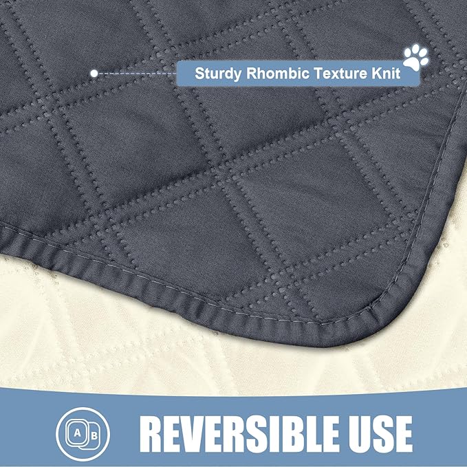 Smiry Waterproof Dog Bed Cover Pet Blanket, Soft Washable Dog Blanket for Furniture Bed Couch Sofa Reversible, Checkered (30"x70", Dark Grey/Beige) - Image 4