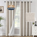 H.VERSAILTEX Chenille Linen Curtains 108 inches Long 100% Black Out Curtains, Textured Linen Look Draperies Grommet with White Flocking Coating Back, 2 Panels, Heathered Natural(Not Solid) by HVERSAILTEX