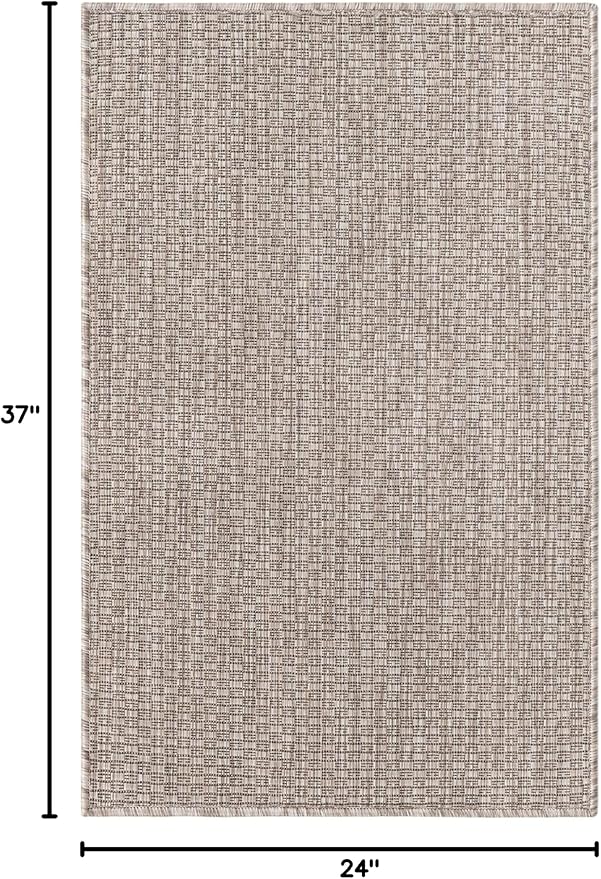 Unique Loom Collection Casual Transitional Solid Heathered Indoor/Outdoor Flatweave Area Rug (2' x 3' 1" Rectangle, Beige/Ivory) - Image 2