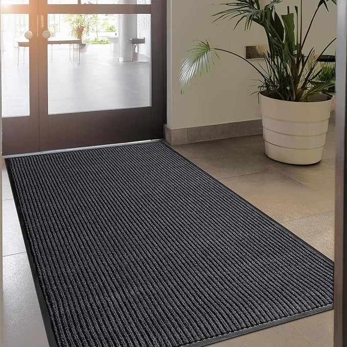 Durable Rubber Door Mat - Heavy Duty, Indoor/Outdoor, Easy Clean, Waterproof, Low-Profile Mat for Entry, Patio, Garage - Stylish (Charcoal, 2' x 3') by MaxMat