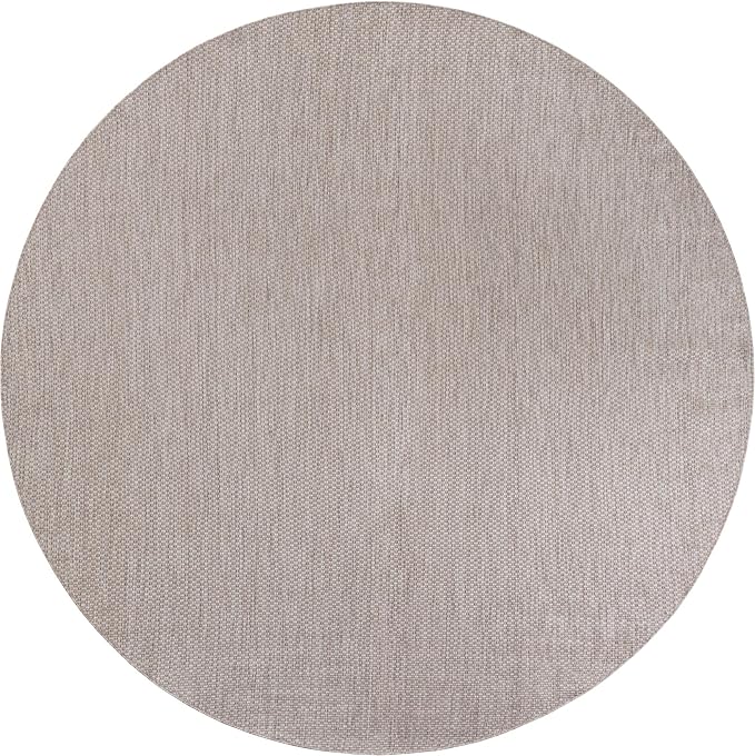 Unique Loom Outdoor Solid Collection Area Rug (10' Round Beige/Ivory) - Image 2