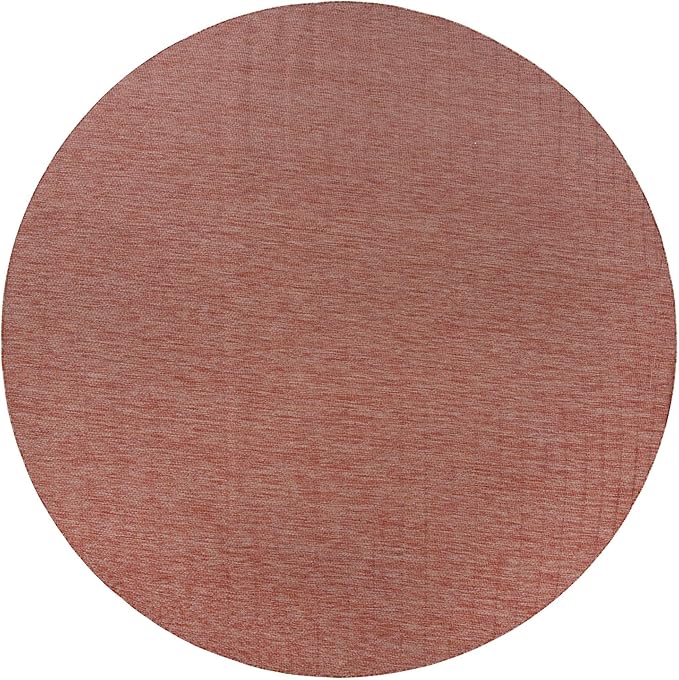 Unique Loom Collection Casual Transitional Solid Heathered Indoor/Outdoor Flatweave Area Rug (13' Round, Rust Red/Beige) by UniqueLoom