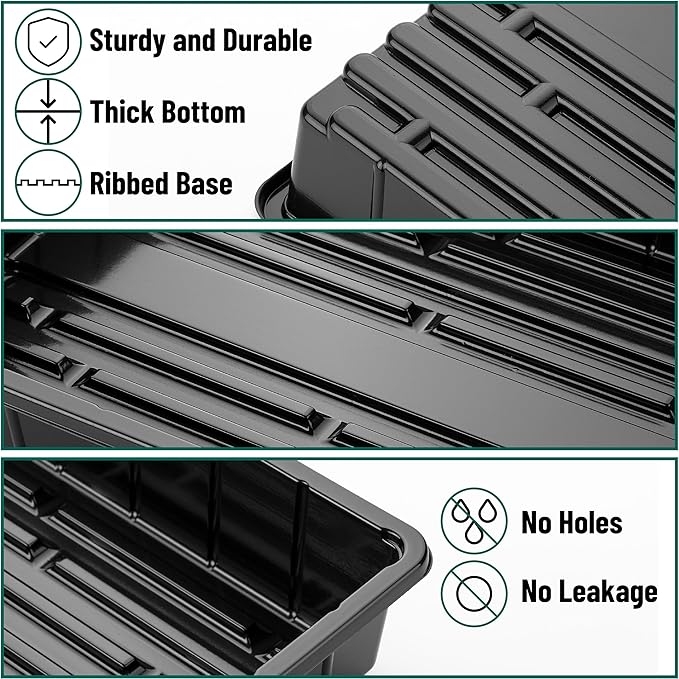 Mr. Pen- Plastic Growing Trays, 10 Pack, Black, 17”x10”, Plant Tray, Seed Tray, Seedling Tray, Propagation Tray, Plant Trays for Seedlings, Seedling Starter Trays, Microgreens Growing Trays - Image 5