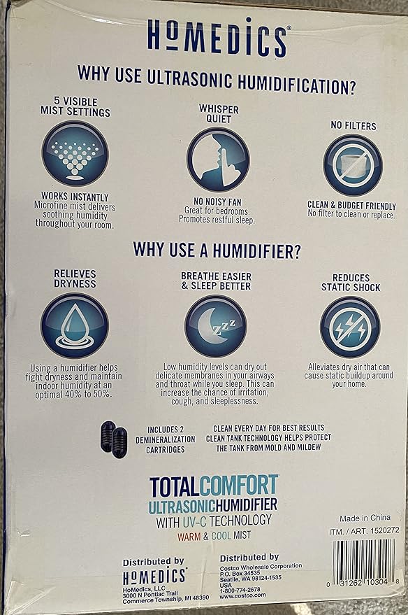 HoMedics TotalComfort Ultrasonic Humidifier with UV-C Technology - Image 3