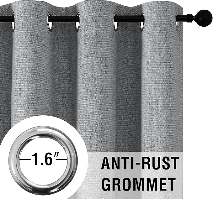 H.VERSAILTEX Chenille Linen Curtains 108 inches Long 100% Black Out Curtains, Textured Linen Look Draperies Grommet with White Flocking Coating Back, 2 Panels, Heathered Dove Gray(Not Solid) - Image 5