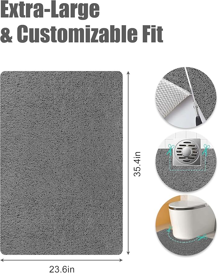 Large Shower Mat, Yonala 23.6 x 35.4 Inch Non Slip Shower Mats for Inside Shower, Soft PVC Loofah Bath Mat, Quick Drying, Easy Clean - Image 2