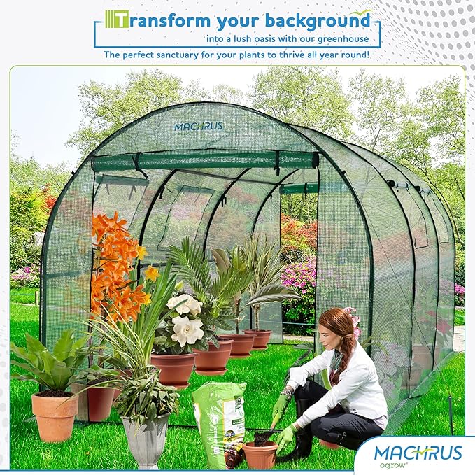 Ogrow® Deluxe Walk-in Tunnel Greenhouse with Cover - Green - Image 7