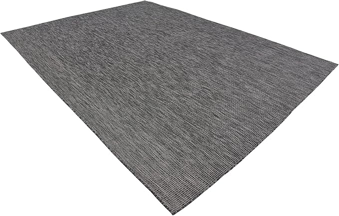 Unique Loom Collection Casual Transitional Solid Heathered Indoor/Outdoor Flatweave Area Rug (9' x 12' Rectangle, Black/Ivory) - Image 5