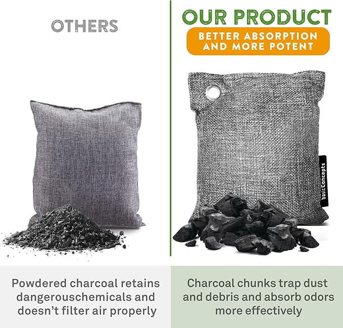 Charcoal Odor Absorber for Strong Odor (Large, 12 Pack, 100g each), Perfect for Smelly Shoes, Bamboo Charcoal Air Purifying Bag, Activated Charcoal Odor Absorber for Closet, Shoe, Car, Odor Deodorizer - Image 3