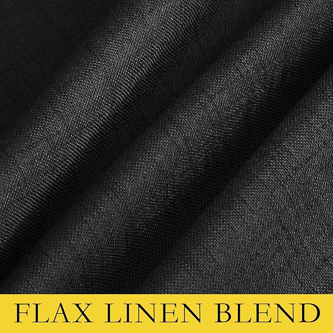 NICETOWN Black Truly Blackout Linen Blend Flax Drapes for Office, Vintage Grommet 100% Blackout Curtains with White Liner Backing for Kitchen Dorm Window（Set of 2, 62" Wide x 63" Long - Image 7